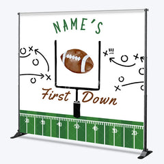 Aperturee - Aperturee Personalized First Down 1st Birthday Backdrop Football Field and Goal Post Sports Background Custom Name Boys Party