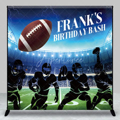 Aperturee - Aperturee Personalized Football Birthday Bash Backdrop American Football Stadium and Players Custom Name Sports Party for Boy