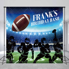 Aperturee - Aperturee Personalized Football Birthday Bash Backdrop American Football Stadium and Players Custom Name Sports Party for Boy