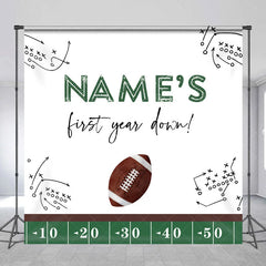 Aperturee - Aperturee Personalized Football First Year Down Birthday Backdrop Custom Name 1st Birthday Party Banner