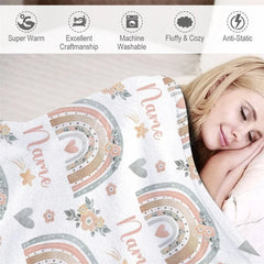 Aperturee - Aperturee Personalized Gingerbread Man Christmas Blanket with Custom Name Fun Holiday Cookie Print Red Xmas Gift for Kids