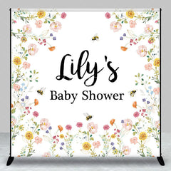 Aperturee - Aperturee Personalized Mommy to Bee Baby Shower Backdrop Wildflower and Honey Bee Custom Name Garden Party Decor