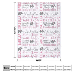 Aperturee - Aperturee Personalized Name Blanket for Girl Custom Baby Blanket with Elephant Pink and Grey Nursery Decor Swaddle