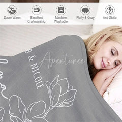 Aperturee - Aperturee Personalized Name Blanket for Mom Grandma Custom Kids Names Est Date Floral Throw Mother’s Day Family Gift