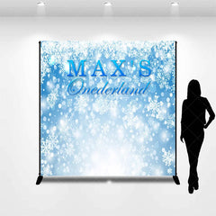 Aperturee - Aperturee Personalized Onederland 1st Birthday Backdrop Winter Wonderland Blue Snowflakes Background Custom Name Boys Party