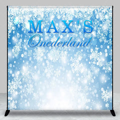 Aperturee - Aperturee Personalized Onederland 1st Birthday Backdrop Winter Wonderland Blue Snowflakes Background Custom Name Boys Party