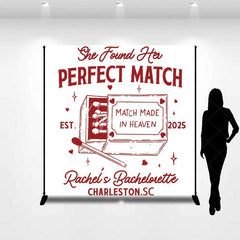 Aperturee - Aperturee Personalized Perfect Match Bridal Shower Backdrop Bachelorette Party and Matchbox Theme Decoration