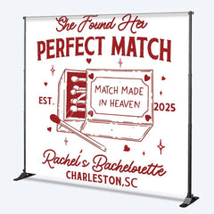Aperturee - Aperturee Personalized Perfect Match Bridal Shower Backdrop Bachelorette Party and Matchbox Theme Decoration