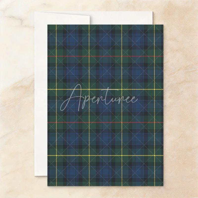 Aperturee - Aperturee Set of 20 Personalized Plaid Rocking Horse Baby Shower Invitation Custom Dark Blue and Gold Celebration Design
