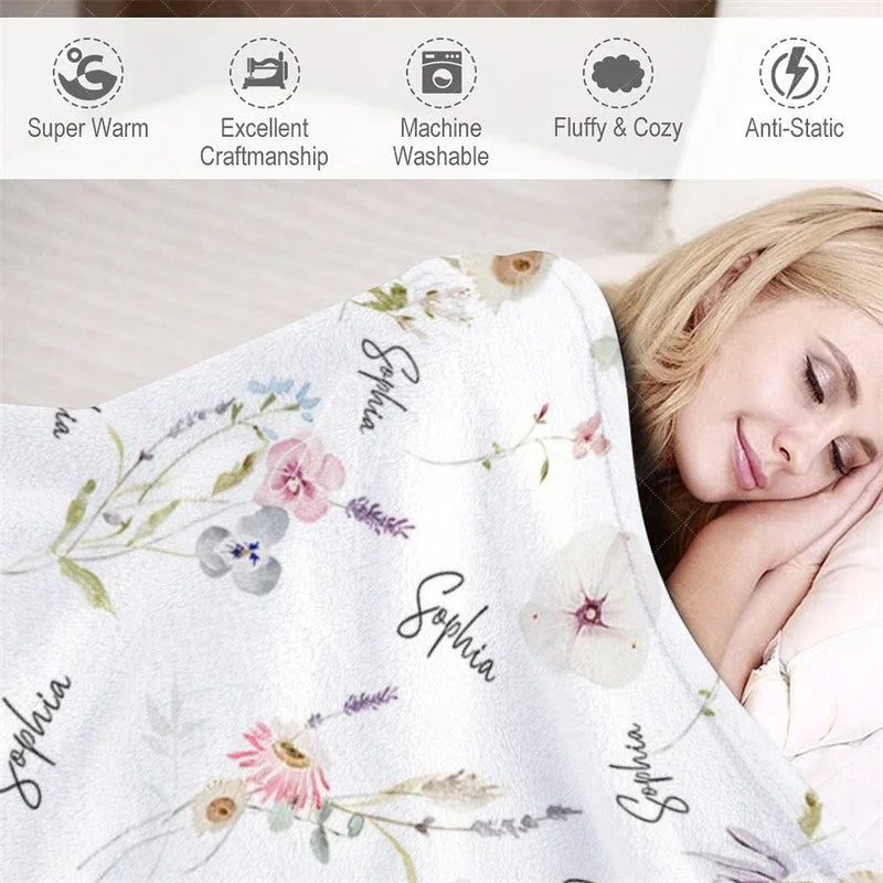 Aperturee - Aperturee Personalized Santa Claus Christmas Blanket with Custom Name Cute Father Christmas Fun Red Holiday Xmas Gift