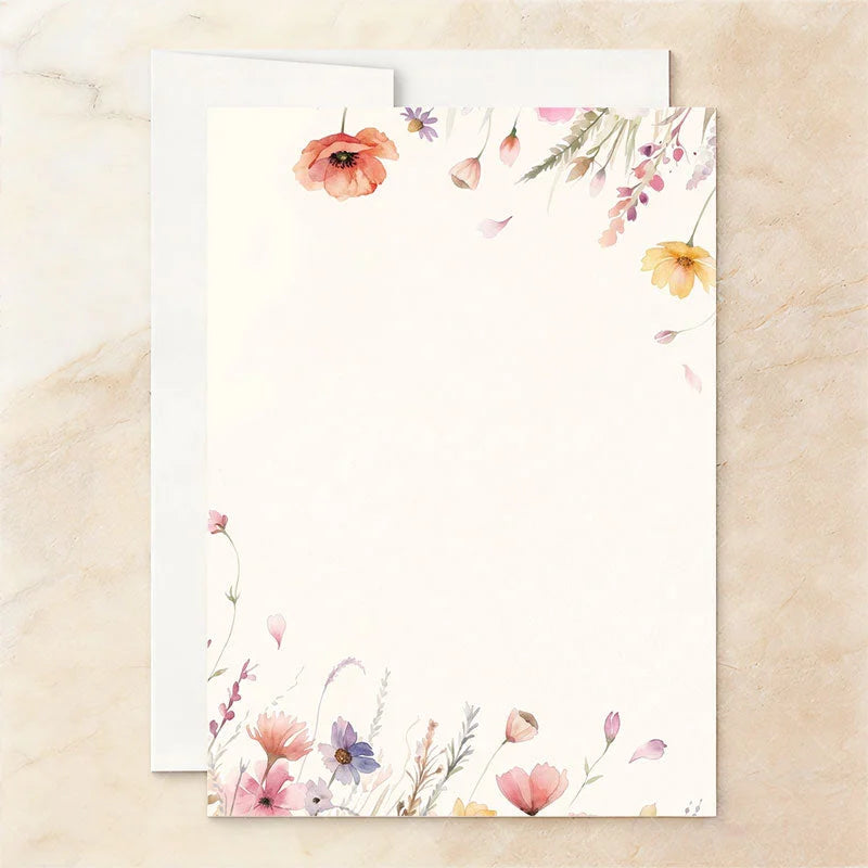 Aperturee - Aperturee Personalized Set of 20 Floral Garden Party Invitation Custom 18th Birthday Celebration with Wildflowers