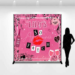 Aperturee - Aperturee Personalized So Fetch Pink Y2K Birthday Backdrop Custom Name Mean Girls Theme Party Banner