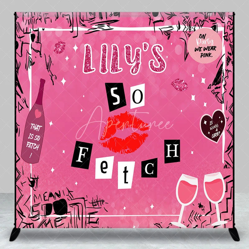 Aperturee - Aperturee Personalized So Fetch Pink Y2K Birthday Backdrop Custom Name Mean Girls Theme Party Banner