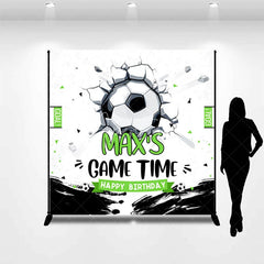 Aperturee - Aperturee Personalized Soccer Ball Cracked Wall Birthday Backdrop Custom Game Time Sports Party Decor