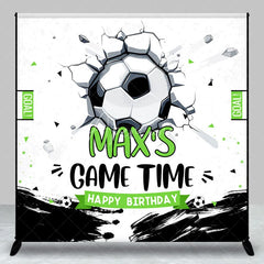 Aperturee - Aperturee Personalized Soccer Ball Cracked Wall Birthday Backdrop Custom Game Time Sports Party Decor