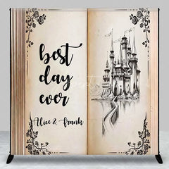 Aperturee - Aperturee Personalized Storybook Castle Wedding Backdrop Best Day Ever Fairy Tale Marriage Party Decoration