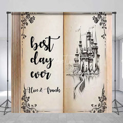 Aperturee - Aperturee Personalized Storybook Castle Wedding Backdrop Best Day Ever Fairy Tale Marriage Party Decoration