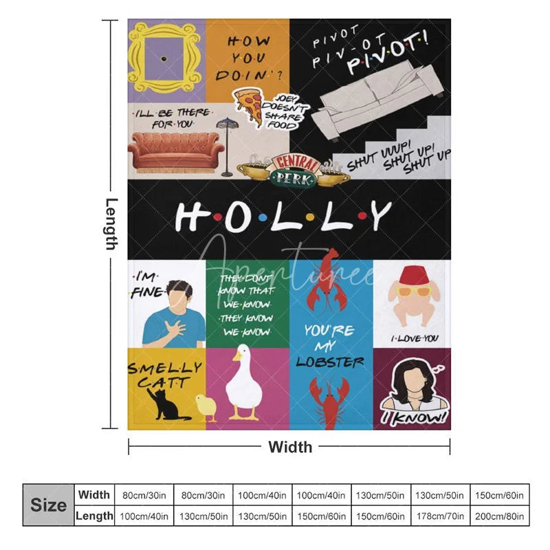 Aperturee - Aperturee Personalized TV Show Theme Blanket Custom Name Comedy Series Coffee Shop Lobster Couch Gift