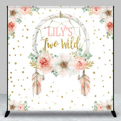 Aperturee - Aperturee Personalized Two Wild 2nd Birthday Backdrop Boho Floral Dreamcatcher Theme Custom Name Party Decor for Girl