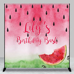 Aperturee - Aperturee Personalized Watermelon Birthday Bash Custom Backdrop Vibrant Pink and Green Summer Party Decor