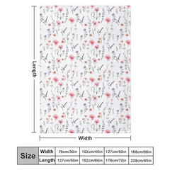 Aperturee - Aperturee Personalized Wildflower Floral Blanket with Custom Name Botanical Meadow for Baby Girl Nursery Decor Gift