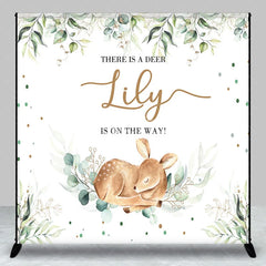 Aperturee - Aperturee Personalized Woodland Baby Deer and Eucalyptus Custom Backdrop Gender Reveal Baby Shower Party Decor