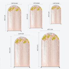 Aperturee - Aperturee Pink and Gold Glitter Balloons Diamond Sparkle Round Top Arch Backdrop Elegant Rose Gold Celebration Decor