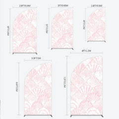 Aperturee - Aperturee Pink and Gold Scallop Shell Half Moon Arch Backdrop Elegant Mermaid Party Decor for Baby Shower