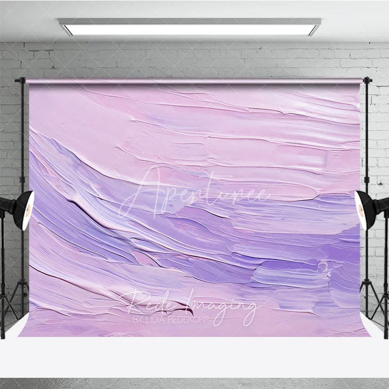 Aperturee - Aperturee Pink and Purple Abstract Textured Paint Strokes Photography Backdrop Soft Pastel Artistic Design