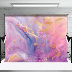 Aperturee - Aperturee Pink and Purple Marble Photography Backdrop Elegant Gold Glitter Texture for Party Decor