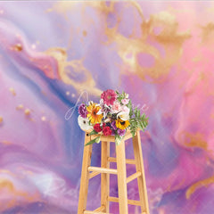 Aperturee - Aperturee Pink and Purple Marble Photography Backdrop Elegant Gold Glitter Texture for Party Decor