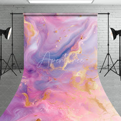 Aperturee - Aperturee Pink and Purple Marble with Gold Foil Sweep Backdrop Elegant Abstract Party Decor