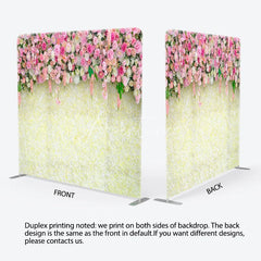 Aperturee - Aperturee Pink and White Rose Flower Wall Double Sided Backdrop Wedding Baby Shower Bridal Party Photo Booth Decor