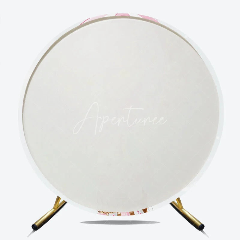Aperturee - Aperturee Pink and White Striped Hot Air Balloon Unicorn Round Backdrop Pastel Flowers and Stars for Baby Shower Birthday Party