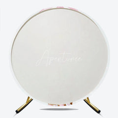Aperturee - Aperturee Pink and White Striped Hot Air Balloon Unicorn Round Backdrop Pastel Flowers and Stars for Baby Shower Birthday Party