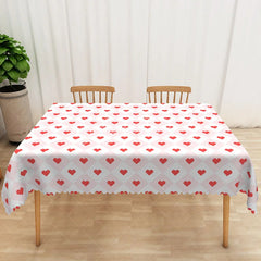 Aperturee - Aperturee Pink Argyle Heart Rectangle Tablecloth Geometric Diamond Love Pattern Table Cover Sweet Valentine Day Decor