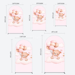 Aperturee - Aperturee Pink Balloon Sweet Teddy Baby Shower Arch Backdrop