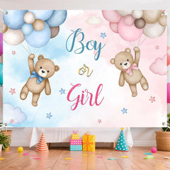 Aperturee - (Ship In 24HR) Aperturee Pink Blue Bear Boy Or Girl Baby Shower Backdrop