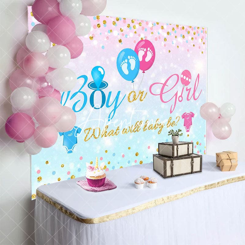 Aperturee - Aperturee Pink Blue Glitter Boy Or Girl Gender Reveal Backdrop