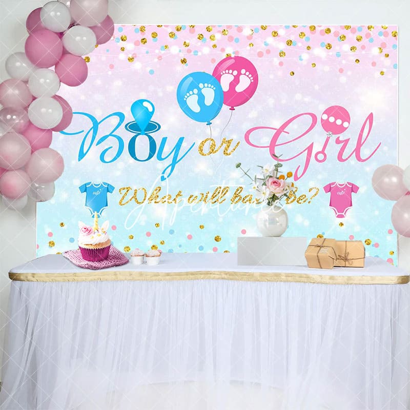 Aperturee - Aperturee Pink Blue Glitter Boy Or Girl Gender Reveal Backdrop