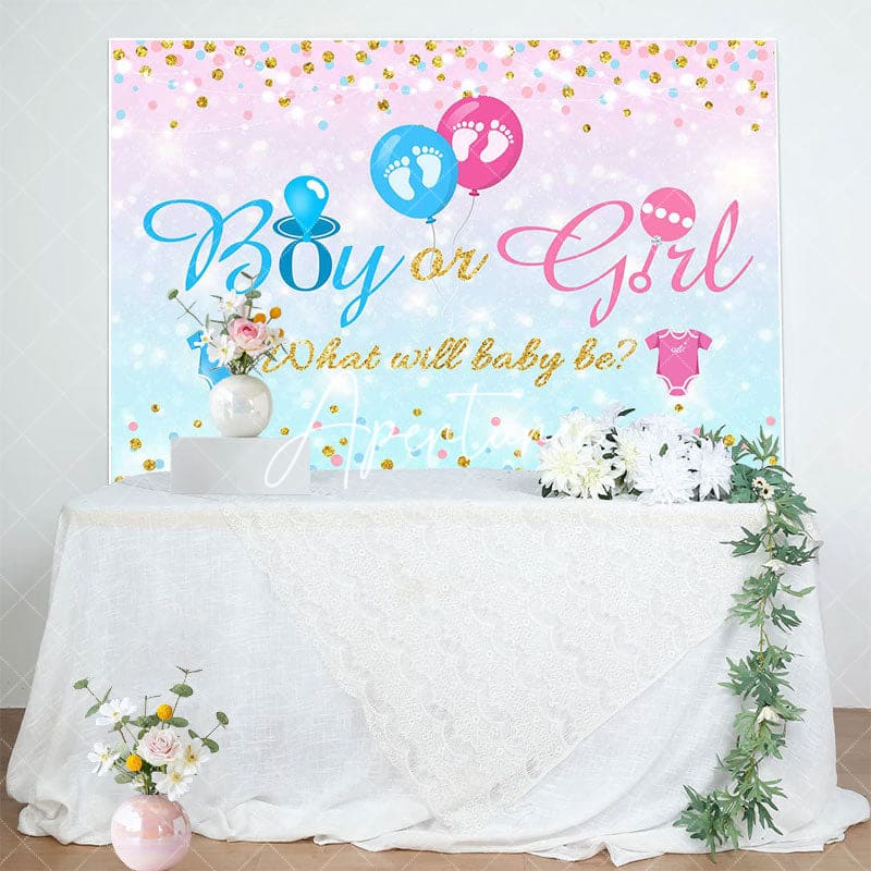 Aperturee - Aperturee Pink Blue Glitter Boy Or Girl Gender Reveal Backdrop