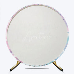 Aperturee - Aperturee Pink Blue Purple Watercolor Shimmering Round Backdrop with Disco Ball and Guitar for Party Celebration