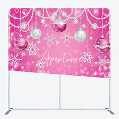 Aperturee - Aperturee Pink Bokeh Snowflake Christmas Pillow Case Backdrop