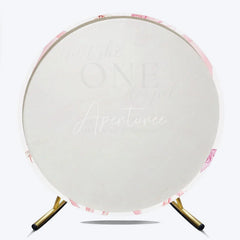 Aperturee - Aperturee Pink Bow Isn’t She ONEderful 1st Birthday Round Backdrop Sweet Girl Very Special First Birthday Party Banner