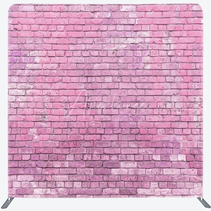 Aperturee - Aperturee Pink Brick Wall Double-Sided Tension Fabric Backdrop for Chic Party Decor Urban Loft Style Photo Booth
