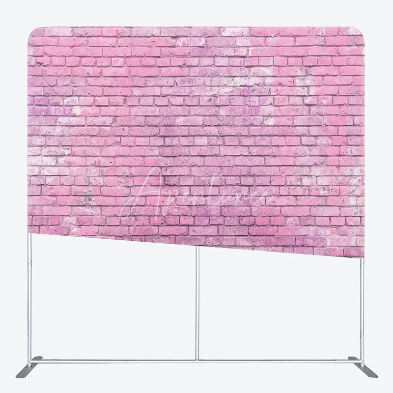 Aperturee - Aperturee Pink Brick Wall Double-Sided Tension Fabric Backdrop for Chic Party Decor Urban Loft Style Photo Booth