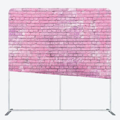 Aperturee - Aperturee Pink Brick Wall Double-Sided Tension Fabric Backdrop for Chic Party Decor Urban Loft Style Photo Booth
