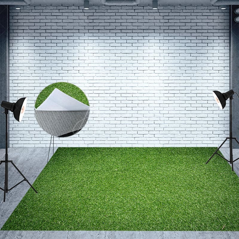 Aperturee - Aperturee Pink Camper Floral Spring Grass Combo Set Backdrop