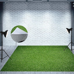 Aperturee - Aperturee Pink Camper Floral Spring Grass Combo Set Backdrop