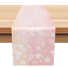 Aperturee - Aperturee Pink Cherry Blossom Spring Table Runner Japanese Sakura Floral Design Elegant Wedding or Bridal Shower Decor